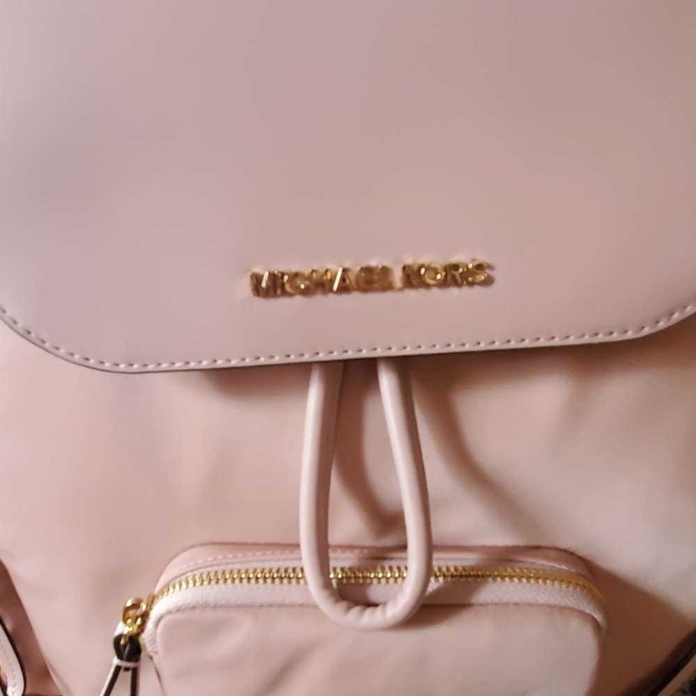 Michael Kors Abbey Cargo Nylon Leather Backpack - Picture 3 of 7